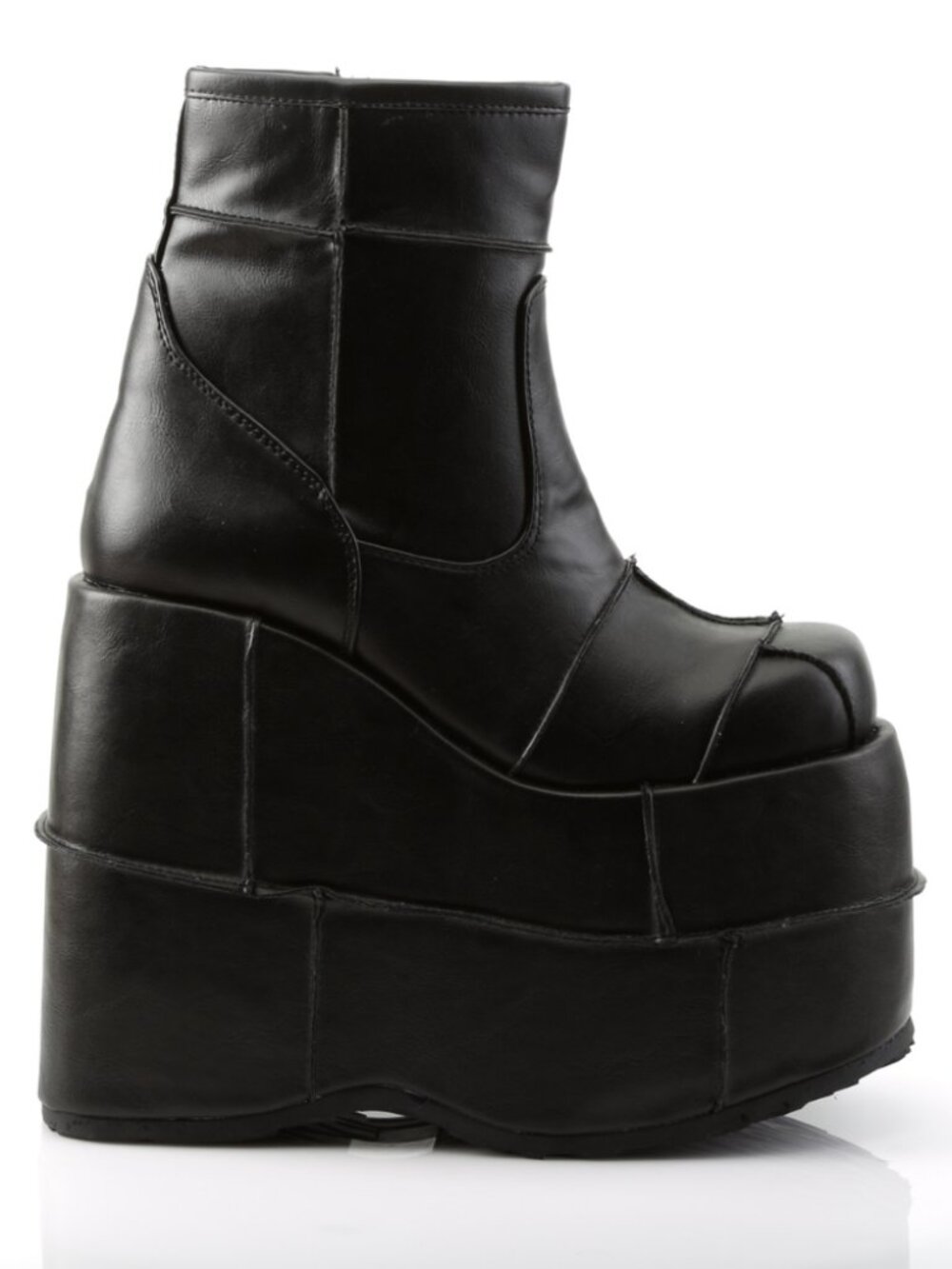 7" (17.8cm) Platform Ankle Boots with Patching Details & Side Zip Closure